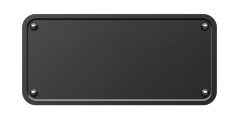 Sleek rectangular tray with dark gray glossy finish and silver screws on transparent background