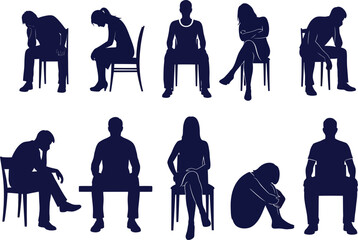 Silhouette people sitting poses vector illustration design concept eps