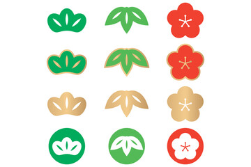 松竹梅　シンプル　アイコン　イラスト素材