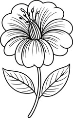 Elegant Single orched Flower Line Art Vector Illustration Isolated on White Background for Coloring Books, Print, and Botanical Tattoo Designs – Detailed Outline Drawing of a Tropical Bloom