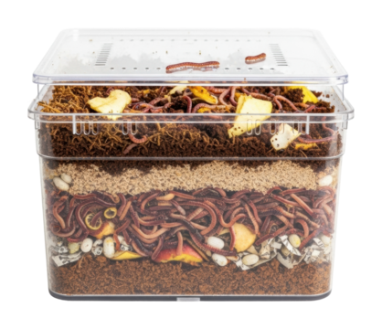 Worm composting process home workshop educational guide isolated on transparent background