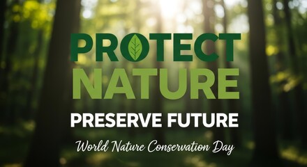 Protect Nature Preserve Future World Nature Conservation Day.