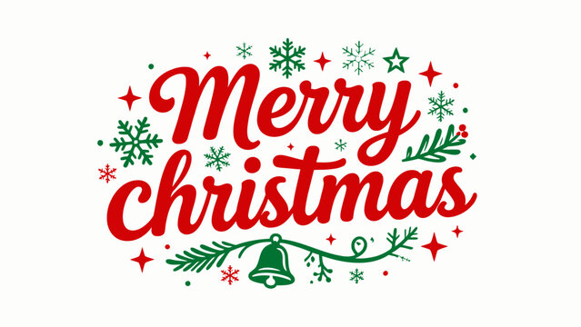 Creative art font "merry christmas", font graphic design, festive atmosphere font, hand-drawn vector illustration