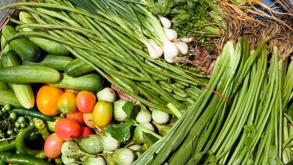 Fresh vegetables for cooking. Vegetables contain dietary fiber that helps cleanse the intestines.