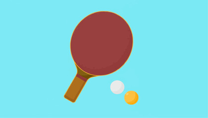 ping pong racket and ball