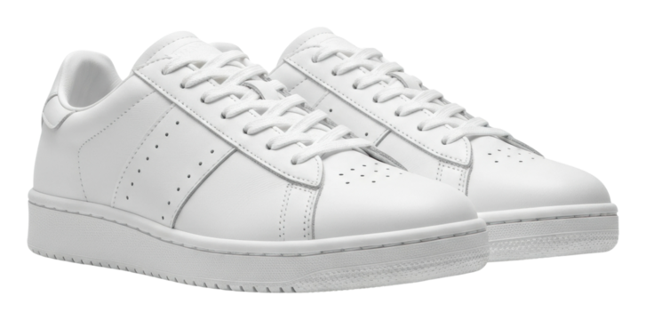 Sporty white sneakers urban product minimalist side view isolated on transparent background