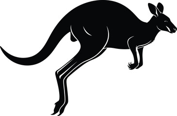Obraz premium Black kangaroo silhouette vector illustration jumping australia animal eps