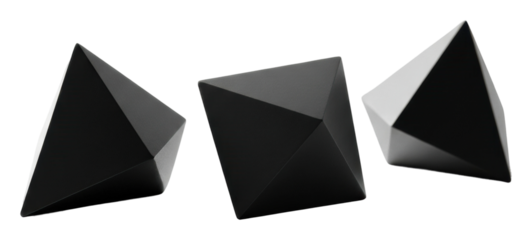 Dynamic black geometric shapes minimalist isolated on transparent background