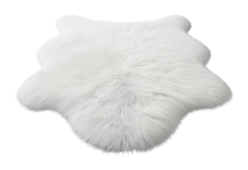 Cozy white fur rug modern home interior design warm atmosphere isolated on transparent background