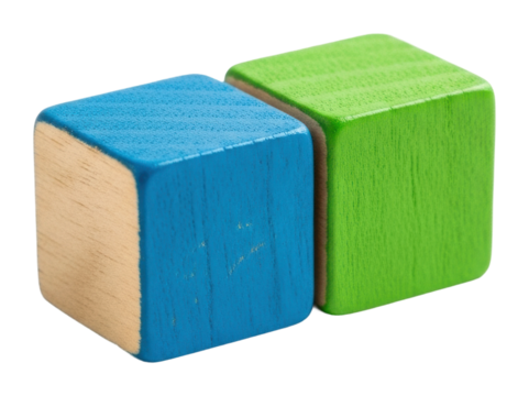 Colorful wooden blocks creative playroom toy isolated on transparent background