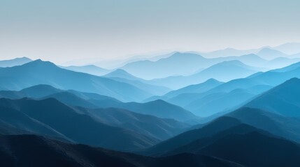 Fototapeta premium Misty Blue Mountain Range Layers Landscape