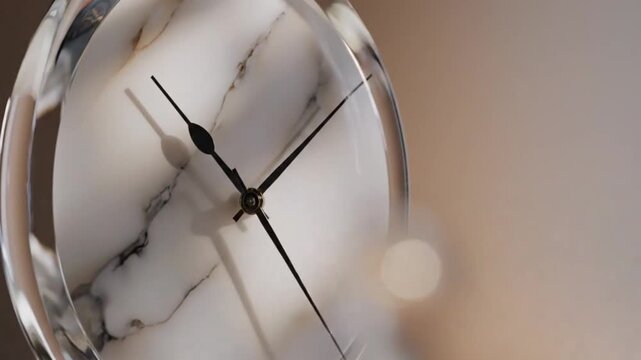 Abstract frosted glass dial in accelerated shooting. A noticeable movement of the arrows, a symbol of the transience of time, meditation, minimalism, soft light, serene contemplation.