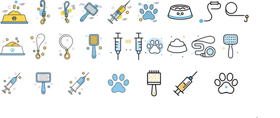 Pet Care Pictogram Icon Set Clean Minimal Vector Illustration