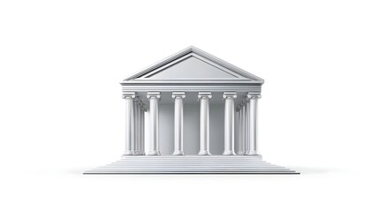 Fototapeta premium A pristine white classical style building with a prominent portico of numerous columns a triangular pediment and grand steps Represents institutions of learning governance