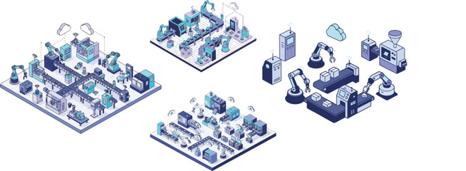 Industry 4.0 Smart Factory Isometric Vector Illustration
