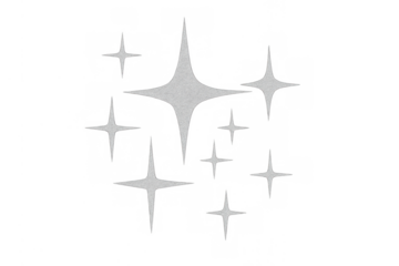 Shining sparkles creating a glitter effect with small and large stars, glowing light on a transparent background