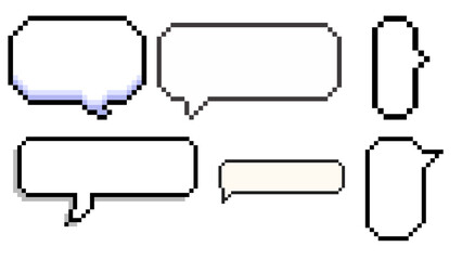 Pixelated Speech Bubbles Retro-Style Talk Balloons for Digital Conversations and Graphic Designs