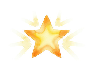 Fototapeta premium Watercolor Painting Style Glowing Gold Five-Point Star Isolated Cutout Transparent PNG