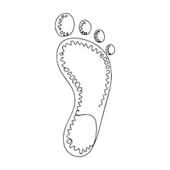 One continuous line illustration of an footprint, isolated on white background.