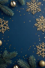 Blue Christmas background with snowflakes and stars