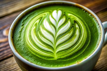 Fresh green tea bowl with healthy vegetable ingredients and mint leaves