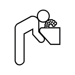 A simple black and white line drawing of a person drinking from a water fountain illustration art