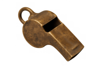 Vintage brass whistle for sports, coaching, refereeing, and directing attention, symbolizing authority and communication