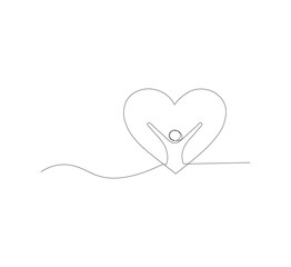 continuous line image Human character logo. Health care logo. white background