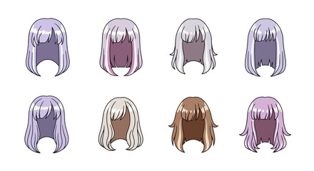 Diverse Anime Hair Styles A Collection of Colorful Wigs 1.