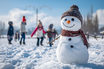 snowman in snowy field