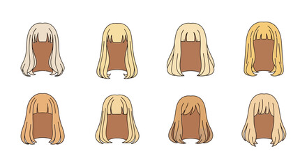 Assortment of Blonde Bob Wigs for Character Design.