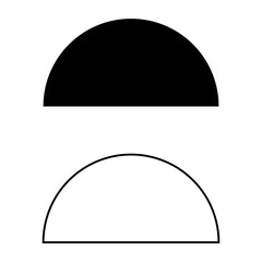 Solid black semicircle above clean outline, simple half circle graphic, geometric element