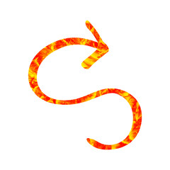 Flaming orange arrow hand-drawn, symbolizing progress, energy, and forward momentum with vibrant fiery texture