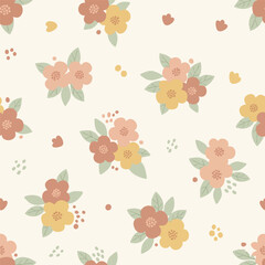 seamless pattern with flowers and butterflies