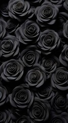 Naklejka premium Black roses bas relief pattern inflorescence arrangement backgrounds.