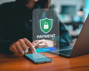 Secure payment mobile banking online transaction digital wallet financial technology safety confirm button
