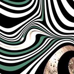 Fototapeta premium Abstrakcyjne tło z czarnymi, białymi i niebieskimi falującymi i poruszającymi się pasami i liniami. Iluzja optyczna