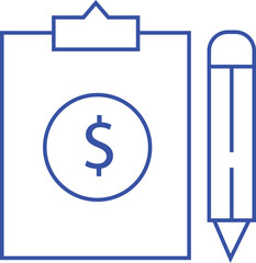 Financial planning and budgeting concept with a clipboard pencil and dollar sign icon