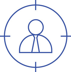 Business professional icon within a target scope representing focus and identification of individuals