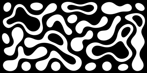 Abstract organic shapes and blobs in a repeating pattern on a black background