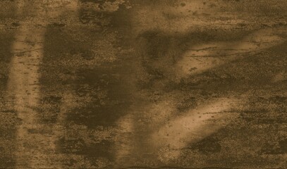 A detailed, grungy brown and sepia textured background showcasing an aged, distressed surface with subtle lighter streaks and dark blotches, evoking a worn, vintage feel © omkuhh