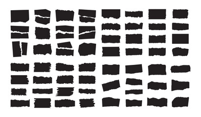 Torn paper edge textures and grunge square shapes silhouette bundle