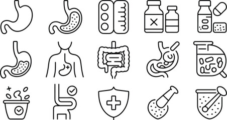 Gastrointestinal Health and Digestive System Icons
