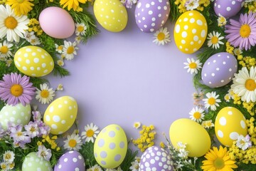 Easter eggs paint border celebration flower easter.