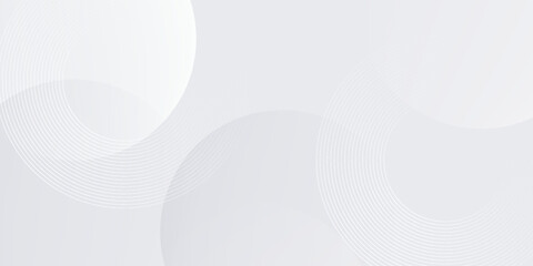 White geometric abstract background overlap layer on bright space with lines effect decoration. Modern graphic design element circles style concept for banner.