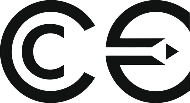 Copyright and creative commons symbol with arrow graphic icon