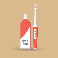 Electronic toothbrush with toothpaste, ideal for dental clinics, oral hygiene promotions, healthcare banners, educational materials, and advertising related to dental care and tooth protection.