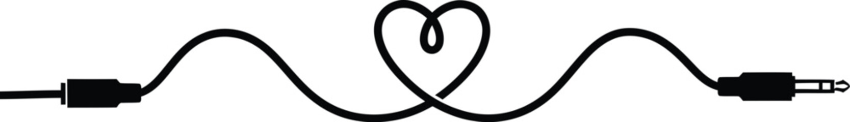 Audio jack cable forming heart shape vector illustration clip art eps eps silhouette