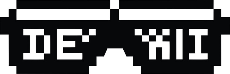 Pixelated 'deal with it' meme sunglasses black and white.