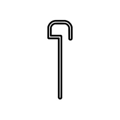 Walking cane vector illustration outline medical mobility aid stick symbol for assistance and support tool
